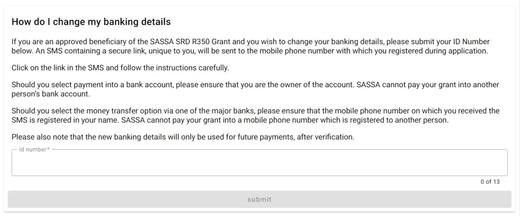 How do I change my banking details